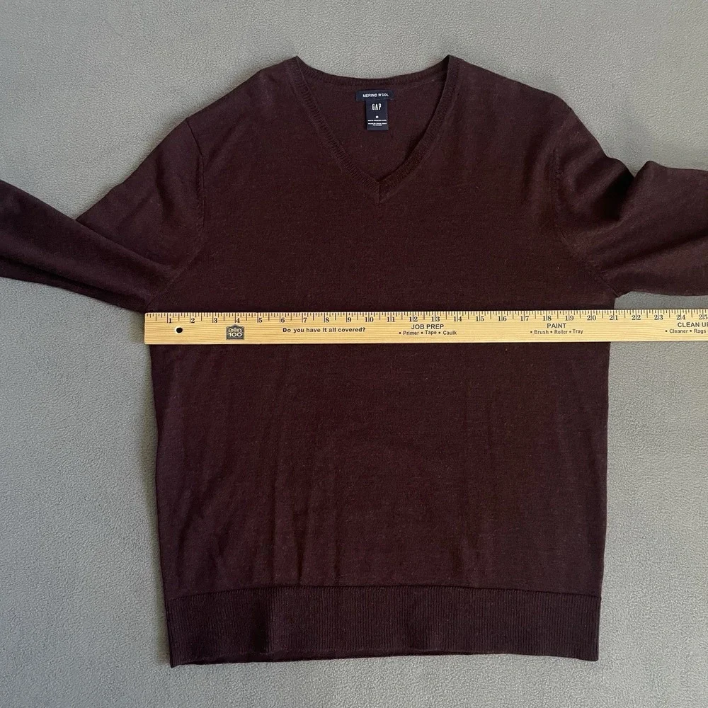 Gap Women Merino Wool Y2K V-Neck Sweater Sz Medium Maroon‎ Fall Classic